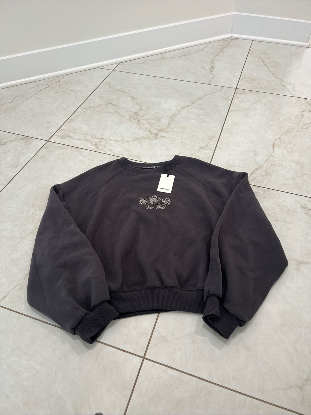 NWT Funky Buddha Anthracite Cowgirl Club Sweatshirt Size Small - Picture 2 of 7